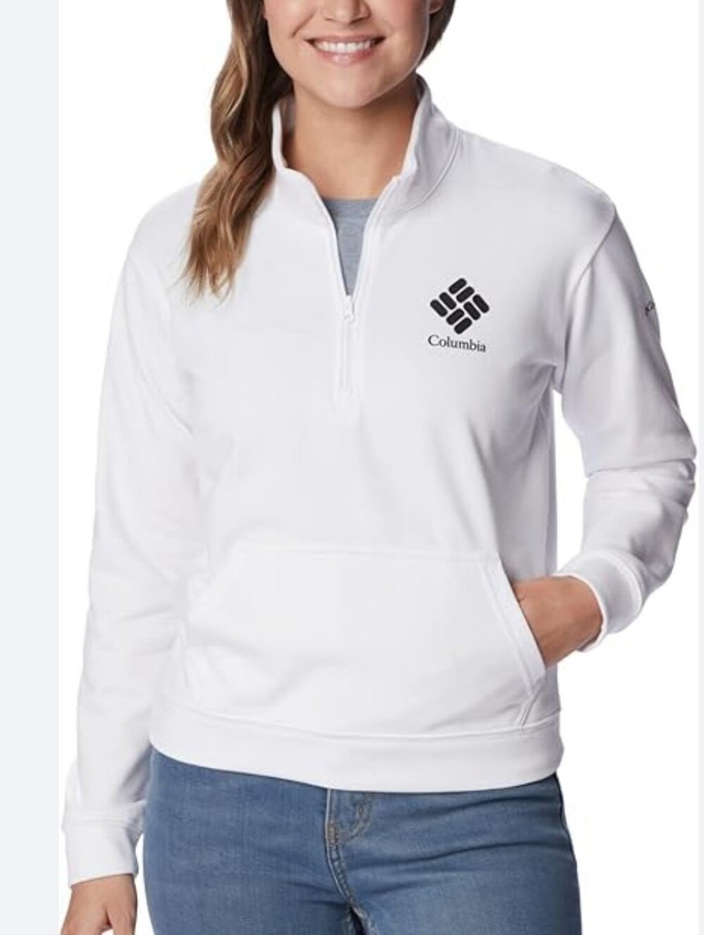 Columbia Women’s Trek French Terry Half-Zip Pullover - White, Size Large